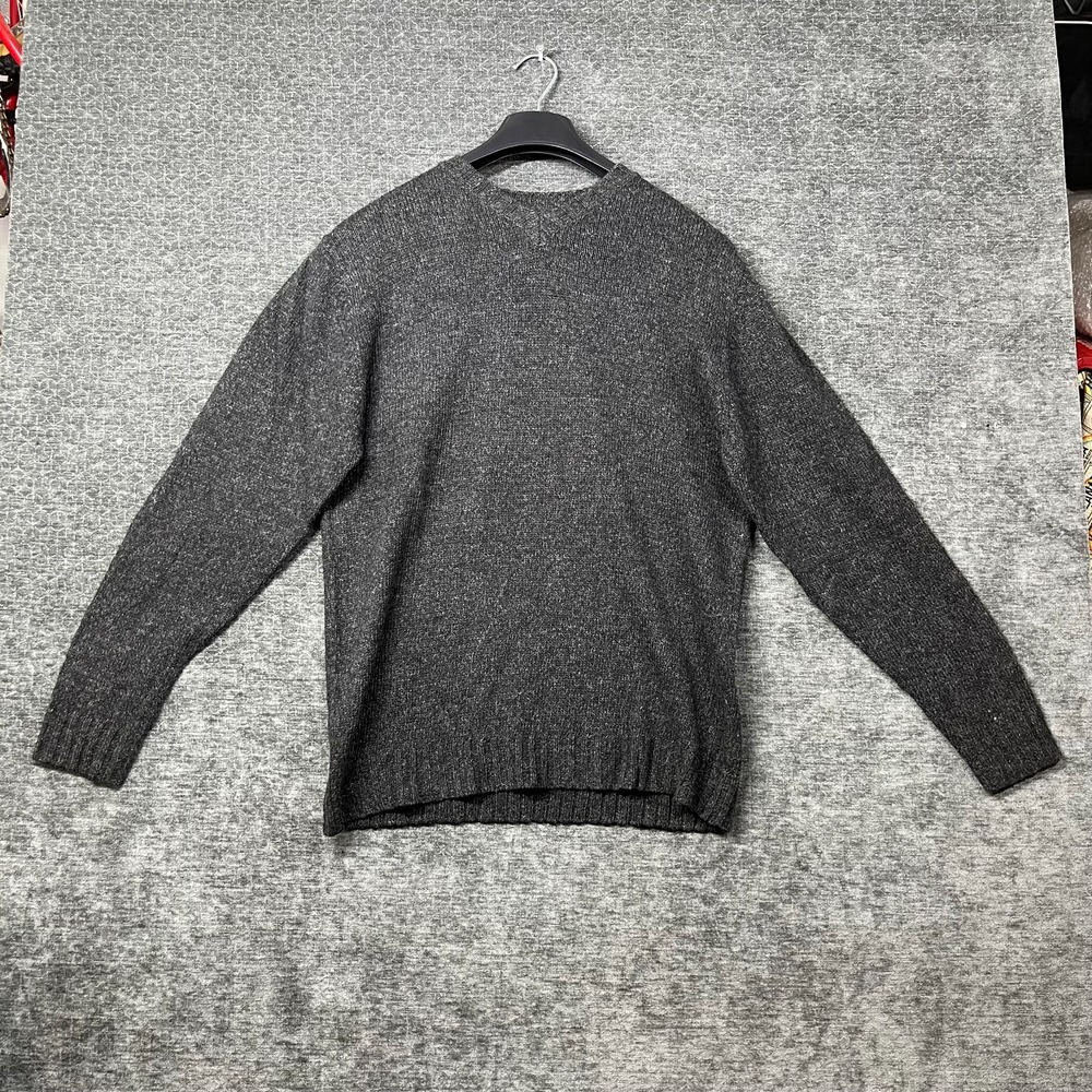 Cherokee Sweater Men's Dark Gray Ramie Wool Blend Knit Classic Pullover - Small